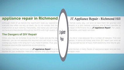 Appliance Repair In Richmond Hill - JT Appliance Repair (289) 809-0351