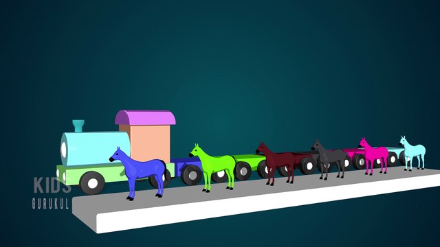 Learn Colors with Colors Horse on Steam Train | Colorful Horses Transported By Toy Train