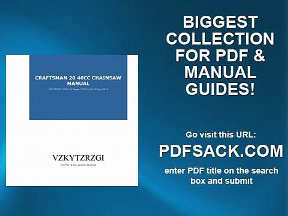 Craftsman 20 46cc Chainsaw Manual