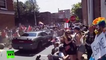 (Slow Motion) Counter Protestors Attacking James Fields Car in Charlottesville