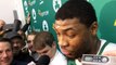 Boston Celtics Marcus Smart reacts to Jimmy Butlers trash talk