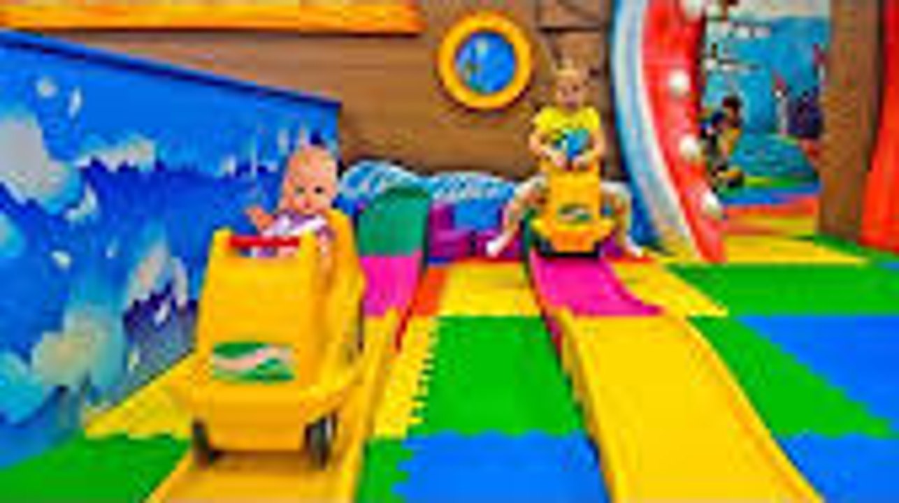 Baby born doll and Funny Kid play on the indoor playground Play Area for kids Nursery Rhymes songs