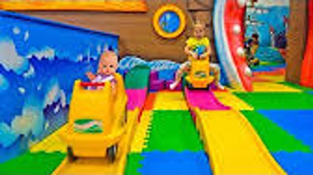 Baby born doll and Funny Kid play on the indoor playground Play Area for kids Nursery Rhymes songs