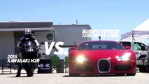 Kawasaki Ninja H2r vs Bugatti Veyron Drag Race 2016   Lamborghini Aventador vs F16 Fighting Falcon