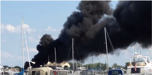 Boats at Cedar Point Marina Catch Fire