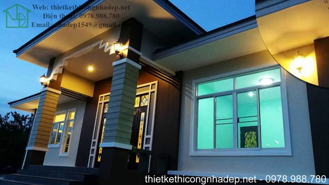 Thiết kế biệt thự vườn 1 tầng mái thái 3 phòng ngủ