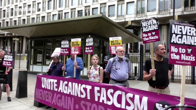 Protesters gather in London in solidarity with Charlottesville anti-fascists