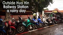 Outside Hua Hin Railway Station a rainy day