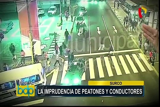 Surco: cámaras de seguridad registran la imprudencia de peatones y conductores