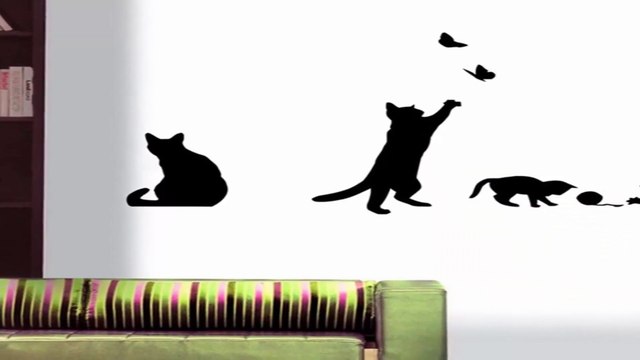 Main Street Wall Stickers With Lamp, Cats And Birds