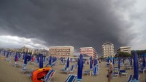 Lido di Jesolo Italy July 2017,time to leave the beach incoming storm.