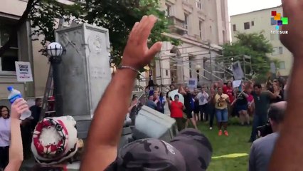 Anti-Fascists Topple Confederate Monument