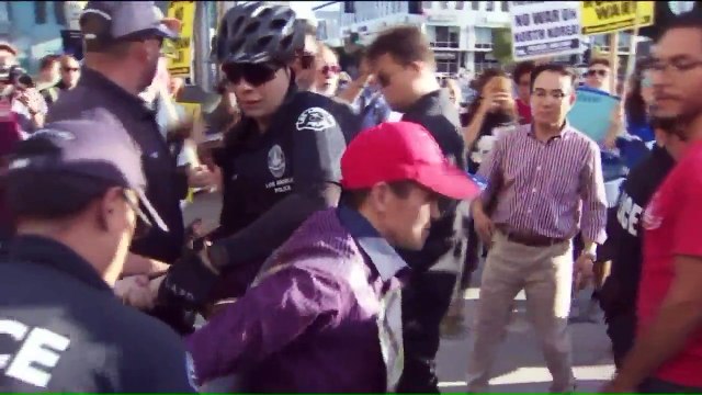 Demonstrators Clash at Anti-War Rally in Koreatown in Los Angeles