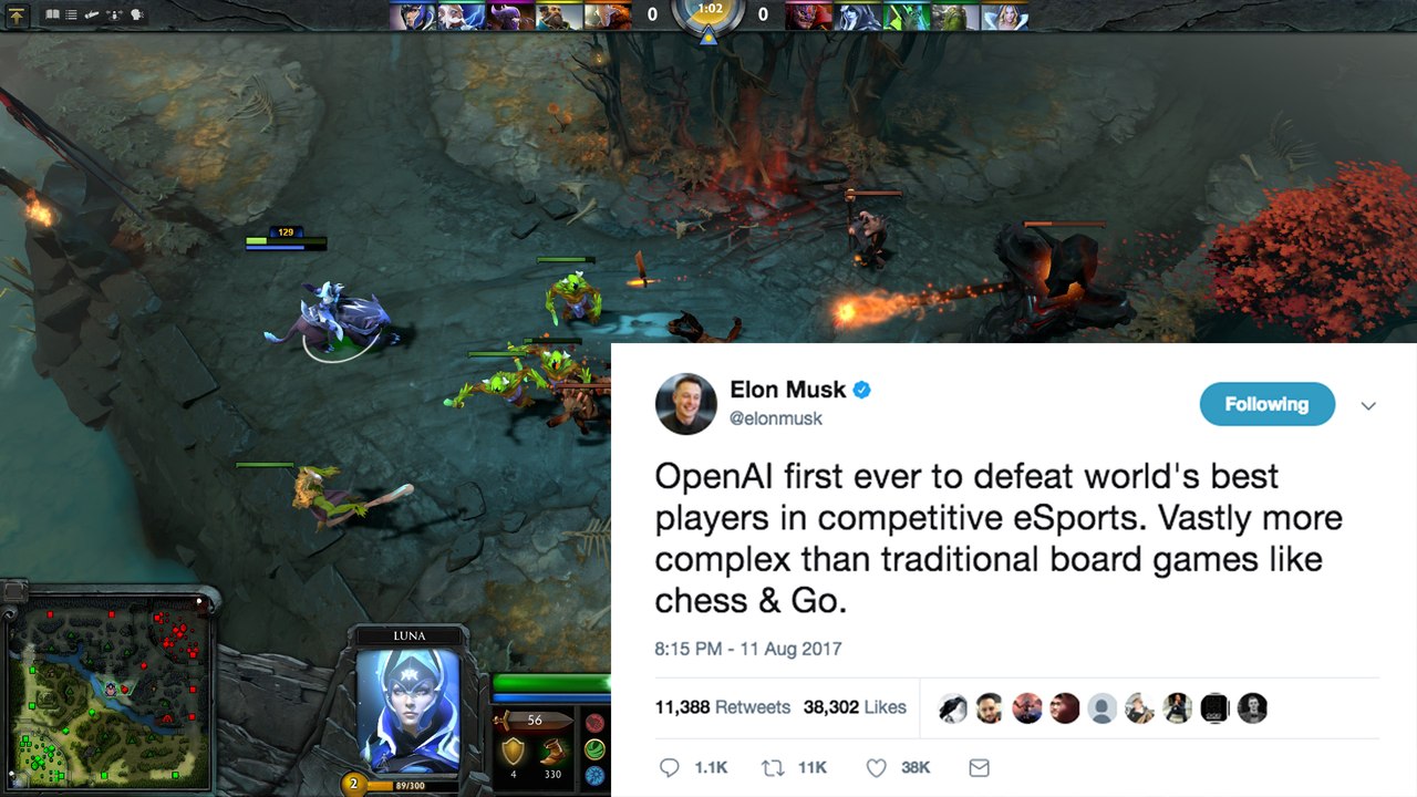 Elon Musk's self-taught AI bot destroyed an esports pro in 'Dota 2'