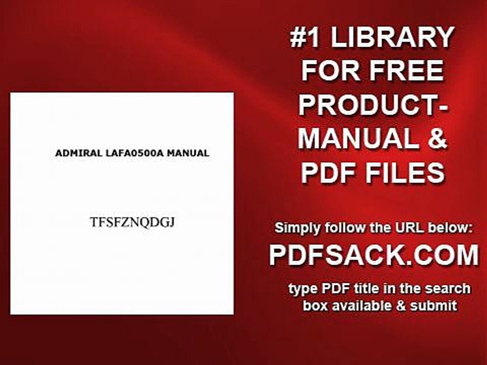 Admiral Lafa0500a Manual