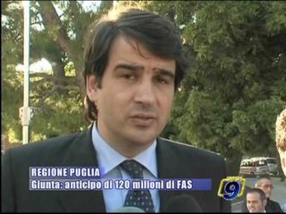 REGIONE PUGLIA | Giunta: anticipo di 120 milioni di FAS
