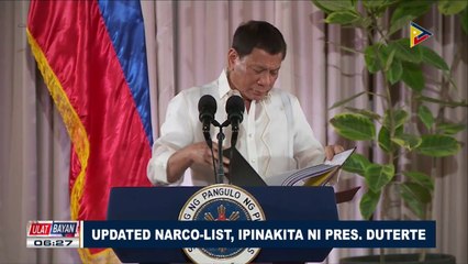 Updated narco-list,  ipinakita ni Pangulong Duterte