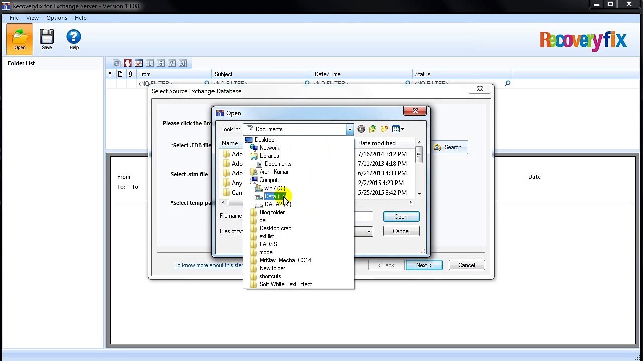 Recoveryfix for Exchange Server Recovery