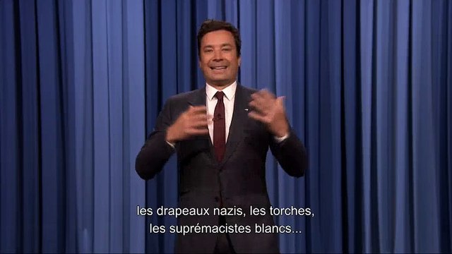 Les larmes aux yeux, le présentateur Jimmy Fallon réagit aux événements de Charlottesville et aux propos de Trump