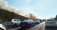 Makilik Alanda Yangın Çıktı,  İzmir Çeşme Otobanı Trafiğe Kapatıldı!