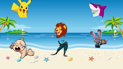 Wrong Body Pikachu shark Lion Rabbit _ Finger Family Song & Johnny Johnny Yes Papa Song