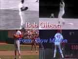 Bob Gibson incline body forward & curvilinearly swing arm downward Pitching Mechanics Slow