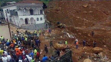 Sierra Leone : la coulée de boue meurtrière sur la banlieue de Freetown filmée par un drone