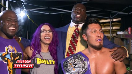 Titus O'Neil, Apollo Crews, Akira Tozawa and Sasha Banks Backstage Segment