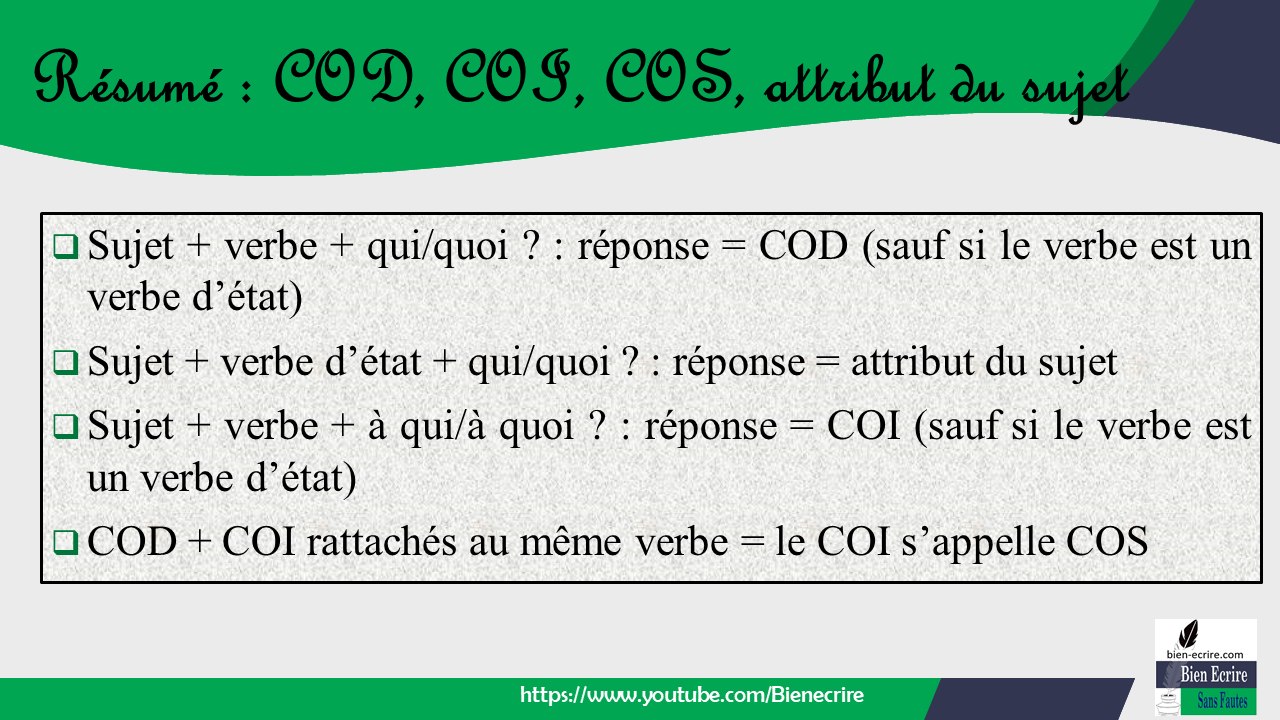 "COD, COI, COS, attribut du sujet : mes astuces pour les repérer "