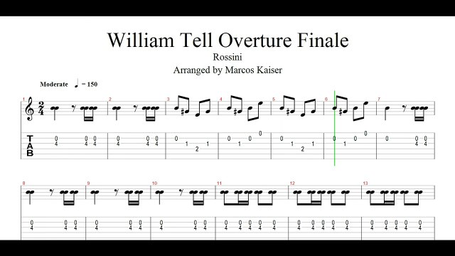 William Tell Overture (Rossini) Guitar Tab (Marcos Kaiser) - video  Dailymotion