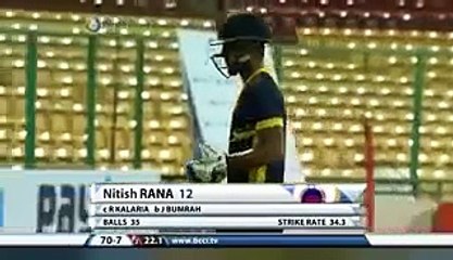 Bumrah awesome bowling breaks the stump into half . 5 wicket haul