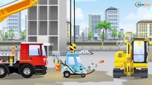 Cartoon for children - Excavator Diggers Trucks with Giant Crane - Construction Vehicles Kids Video