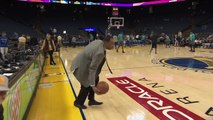 Steph Curry gets a shooting lesson from his father Dell