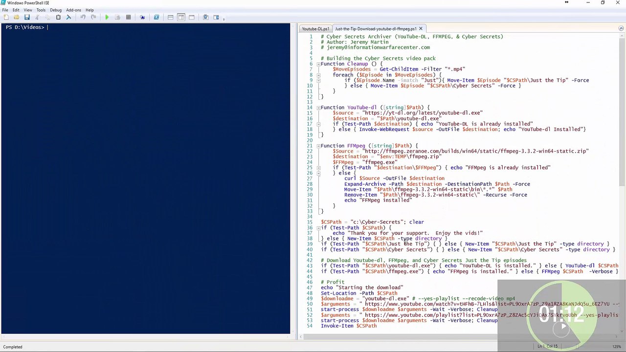 IWC-JtT-012-Powershell-Youtube-Downloader-FFMpeg-Cyber-Secrets-Archiver