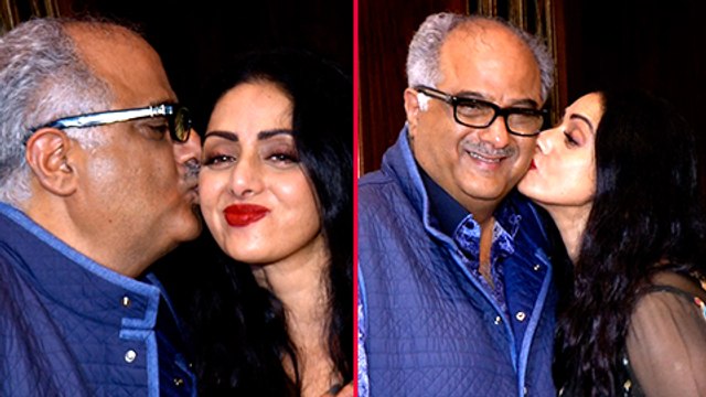 Sridevi ने दीया Boney Kapoor को प्यार भरा किस in Public | Sridevi's Birthday bash