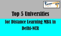 Top 5 Universities for Distance Learning MBA in Delhi-NCR