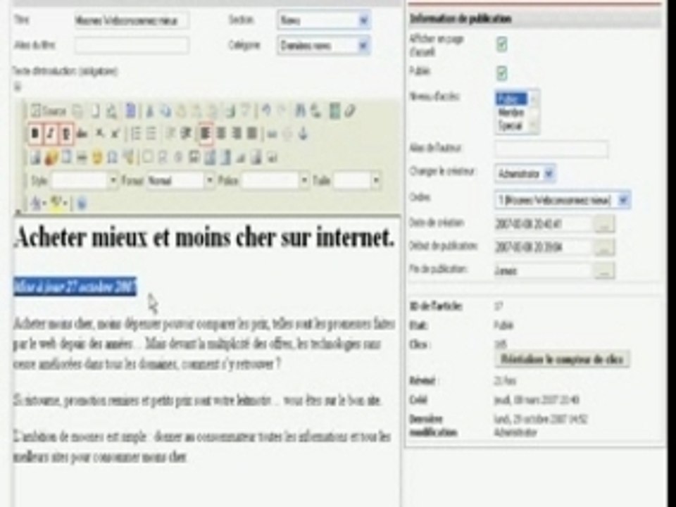 Mofier un article avec joomla
