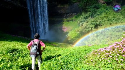 Beautiful Double Rainbow At Waterfall