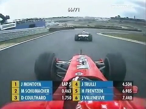 2001 Brazilian GP Michael Schumacher chasing Juan Pablo Montoya