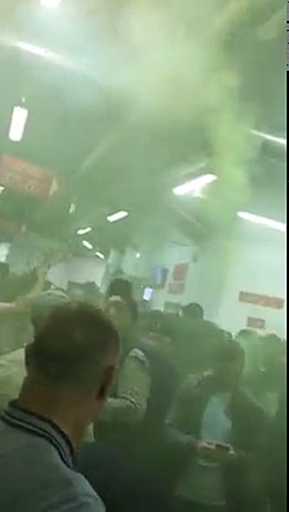 Leeds fans at Bolton today... "We're Leeds United, we don't give a fuck!"