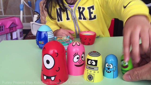 Play Doh YO GABBA GABBA Stacking Cups Surprise Eggs For Children Learn Colors Nesting Poup