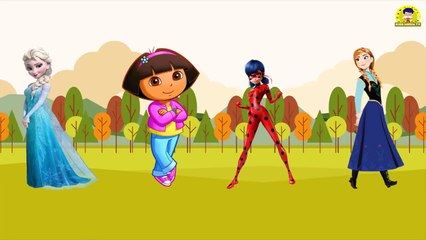 Wrong Dress Elsa LadyBug Anna Dora Finger Family Song Learn Colors For Kids