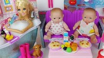 Baby doll barbie house Kitchen and bath toys play baby sitter 아기인형 돌보기 바비 하우스 주방놀이 목욕놀이 장난감