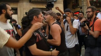 Far-right and counter-protesters clash in Barcelona after march for terror victims