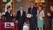 Reyes de España reciben medalla de huésped distinguido y llave de México