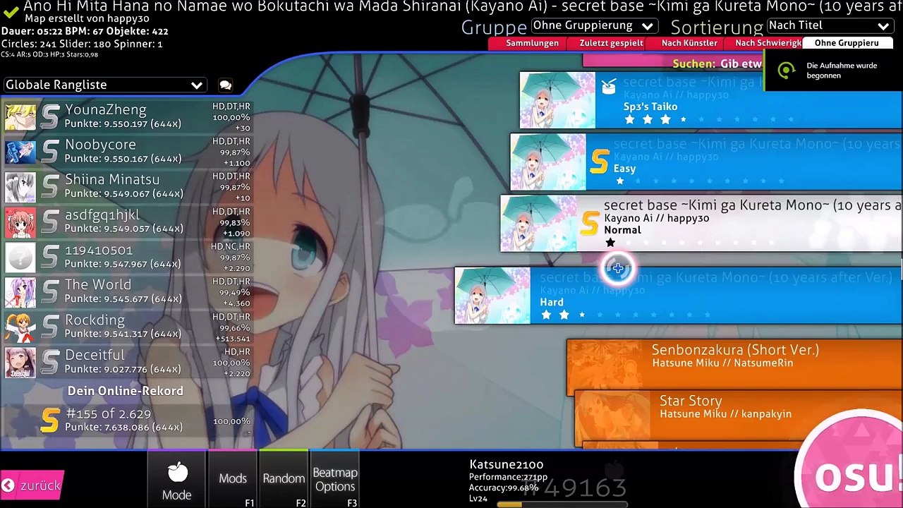 OSU! Ano Hi Mita Hana no Namae wo Bokutachi wa Mada Shiranai (AnoHana) Golden S Perfect