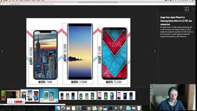 iPhone 8 vs. Samsung Galaxy Note 8 vs. LG V30 - Size Comparison
