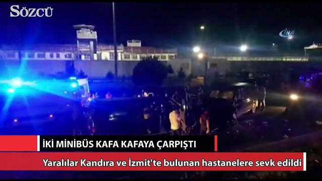 İki minibüs kafa kafaya çarpıştı