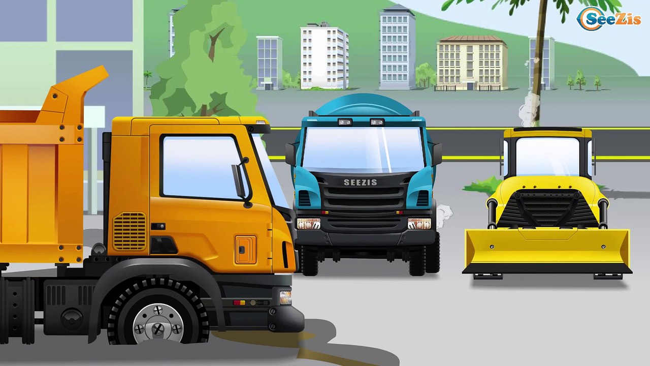Construction Cartoon BIG RED Truck for kids and Excavator for children Video for kids