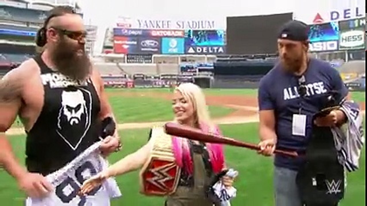 New York Yankees All-Star outfielder Aaron Judge is presented with a custom WWE Championship